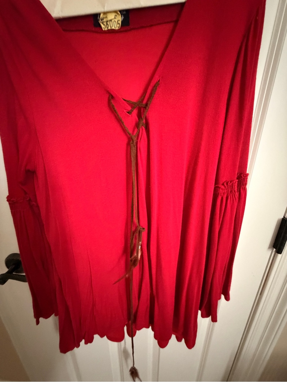Women’s Red Long-Sleeve Tie-Front Tunic or dress